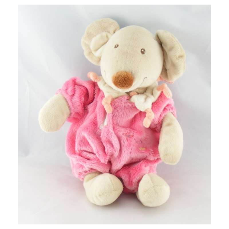 Doudou lapin combinaison rose fleur TEX