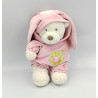Doudou ours lapin blanc rose vert oiseau NICOTOY