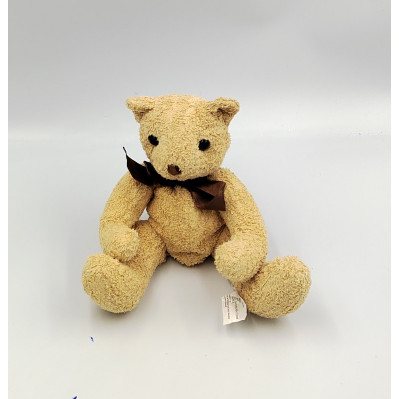 Doudou ours beige noeud marron SIPLEC