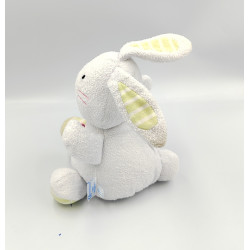 Doudou musical lapin blanc rayé vert L'ENFANT DO