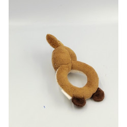 Doudou hochet lapin marron blanc PICOT