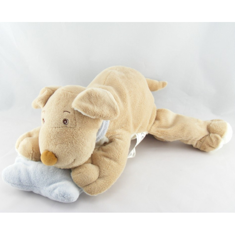 Doudou éléphant beige salopette jaune GERCA 