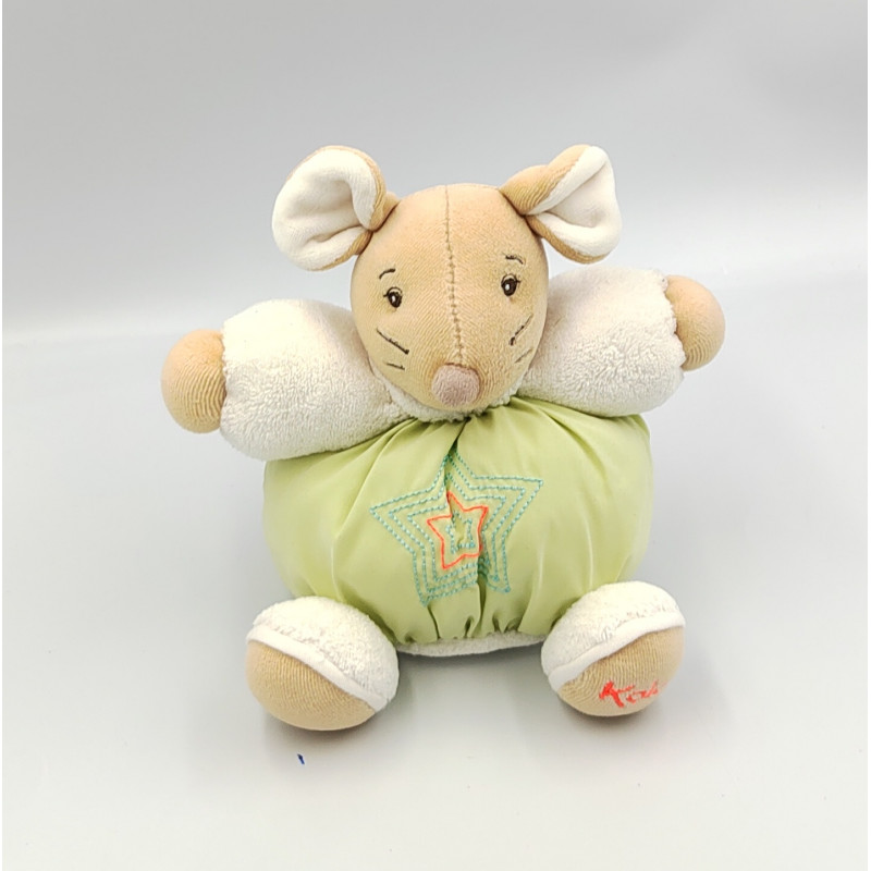 Doudou boule souris vert blanc étoile KALOO
