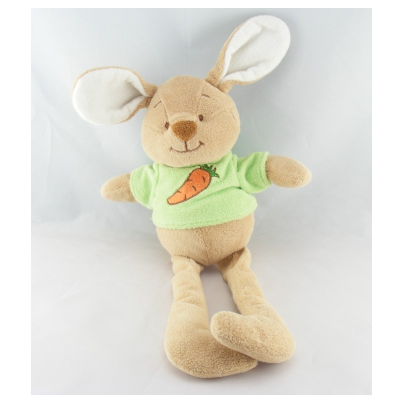 Doudou lapin beige tee shirt vert carotte COMPTINE