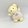 Ancien Doudou ours jaune rose motifs Nounours