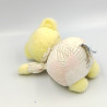 Ancien Doudou ours jaune rose motifs Nounours