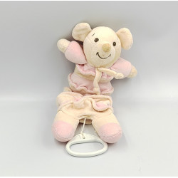 Doudou musical souris blanc rose NOUNOURS