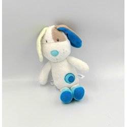 Doudou chien blanc bleu beige vert SUCRE D'ORGE