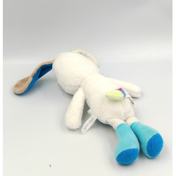 Doudou chien blanc bleu beige vert SUCRE D'ORGE