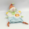 Doudou plat marionnette lutin blanc bleu vert rouge BABY LUNA