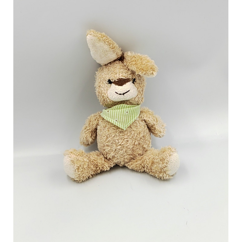 Doudou lapin beige foulard vert ALTHANS CLUB