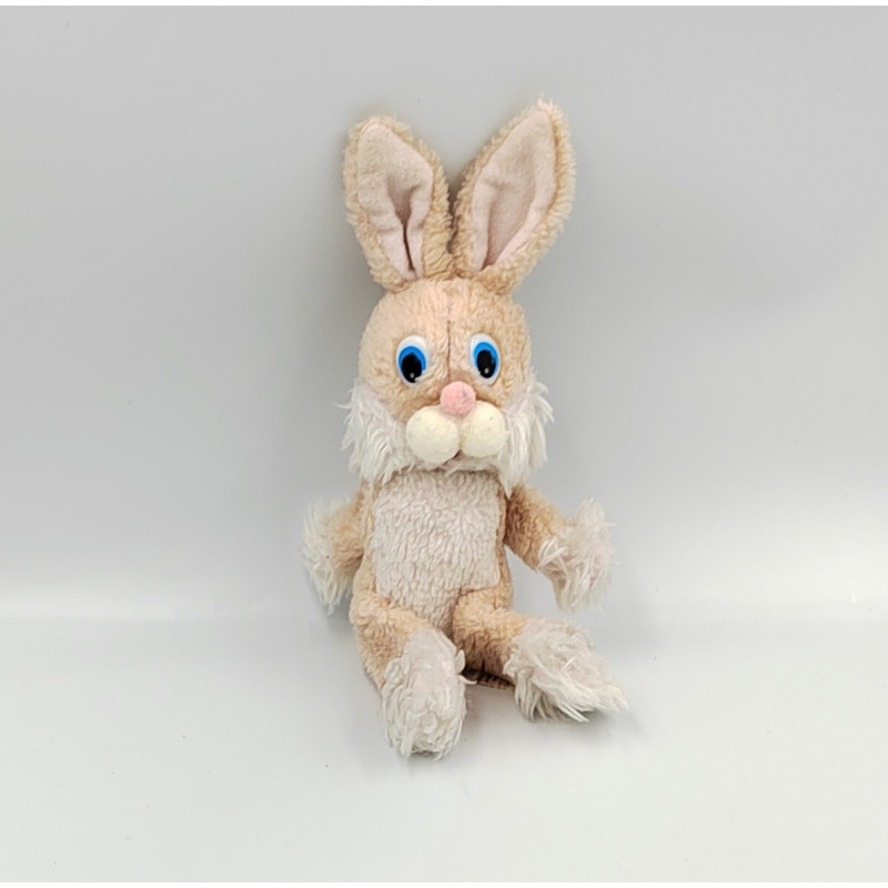 Ancien doudou peluche lapin beige blanc RUSS