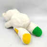 Ancienne peluche ours blanc rouge vert bleu jaune