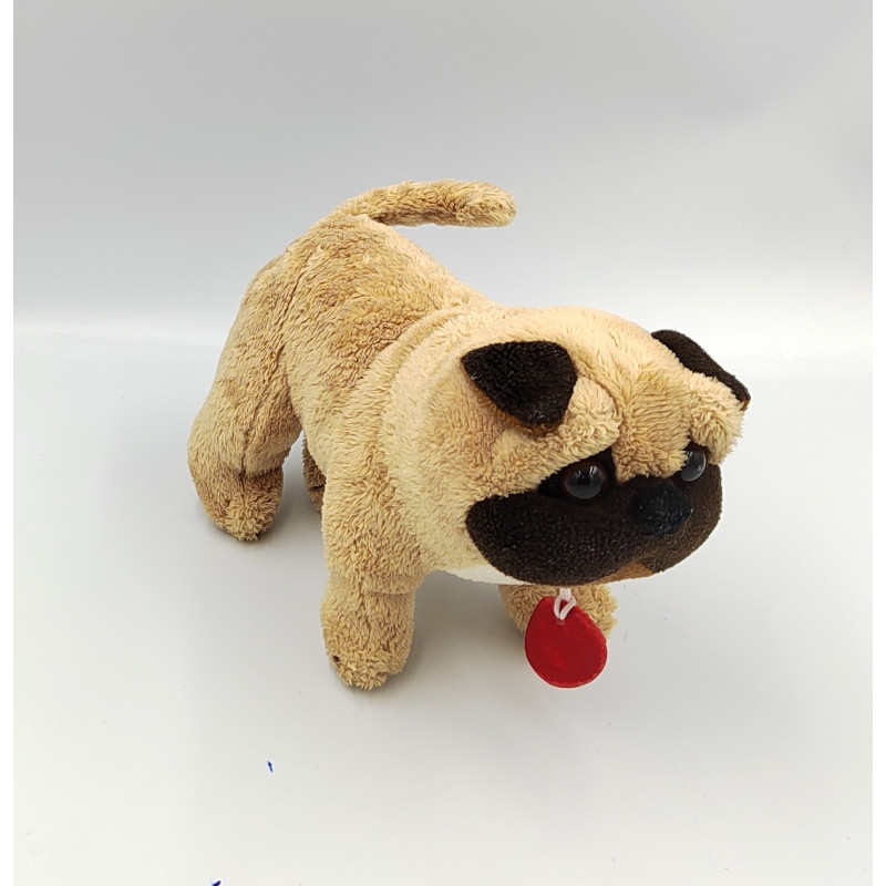 Doudou peluche chien beige marron Bulldog TRUDI