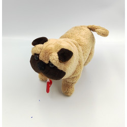 Doudou peluche chien beige marron Bulldog TRUDI