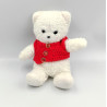 Peluche ours blanc gilet rouge BOULGOM