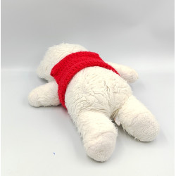 Peluche ours blanc gilet rouge BOULGOM