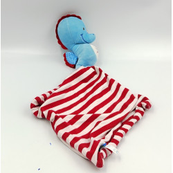 Doudou hippocampe bleu rouge mouchoir BABY