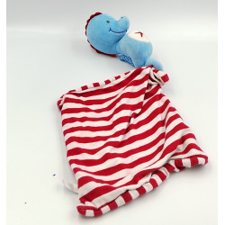 Doudou hippocampe bleu rouge mouchoir BABY