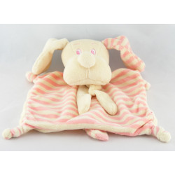 Doudou plat lapin chien blanc rayé gris ANNA CLUB PLUSH