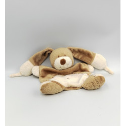 Doudou plat lapin marron blanc points de croix Week End à la mer