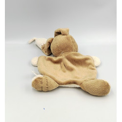 Doudou plat lapin marron blanc points de croix Week End à la mer