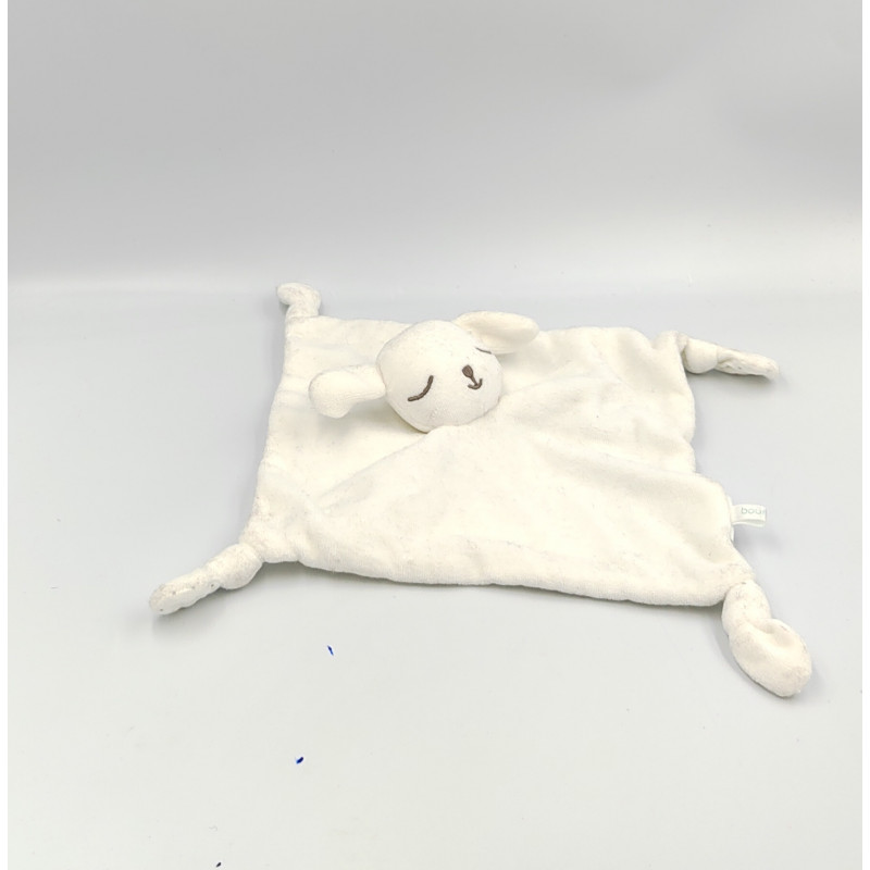 Doudou plat lapin chien blanc étoiles BOUT'CHOU BOUTCHOU