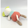 Doudou souris blanche rouge bleu vert hochet POMMETTE