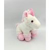 Doudou peluche licorne blanche rose