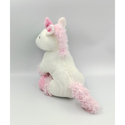 Doudou peluche licorne blanche rose