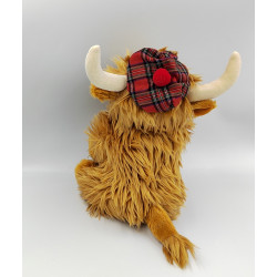 Peluche buffle marron béret écossais