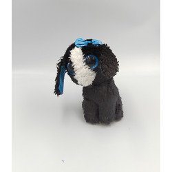DOUDOU PELUCHE CHIEN NOIR BLEU YEUX BRILLANT TY TRACEY