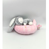 Doudou musical lapin ours gris rose blanc étoiles Douce nuit MOTS D'ENFANTS