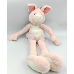 Grande doudou peluche cochon rose blanc NICOTOY