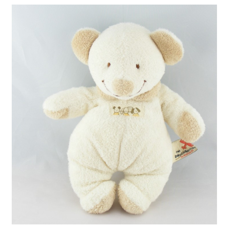 Doudou ours souris Beige col blanc NICOTOY