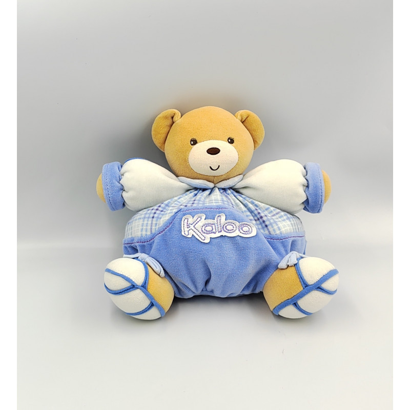 Doudou ours patapouf bleu carreaux BLUE KALOO