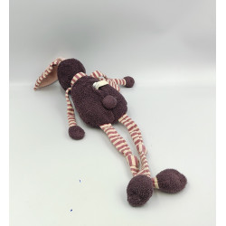 Doudou lapin violet prune rose rayé BOUT'CHOU BOUTCHOU