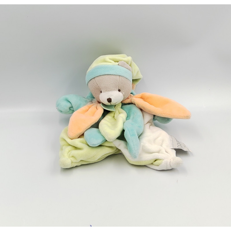 Doudou et compagnie marionnette ours blanc bleu orange vert Collector