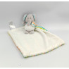 Doudou éléphant gris blanc bleu vert orange rayé mouchoir SHIMA