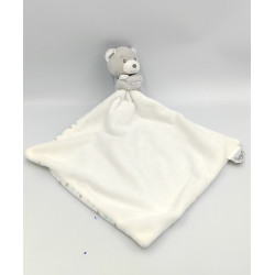 Doudou ours gris blanc bleu étoiles mouchoir MATHILDE M