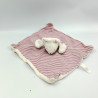 Doudou plat souris blanche rose bordeaux prune rayé Graine d'enfance MOULIN ROTY