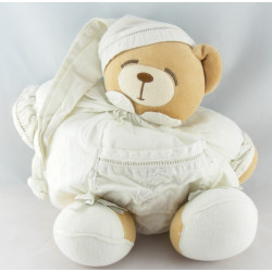 Doudou ours patapouf blanc feuilles brodées KALOO