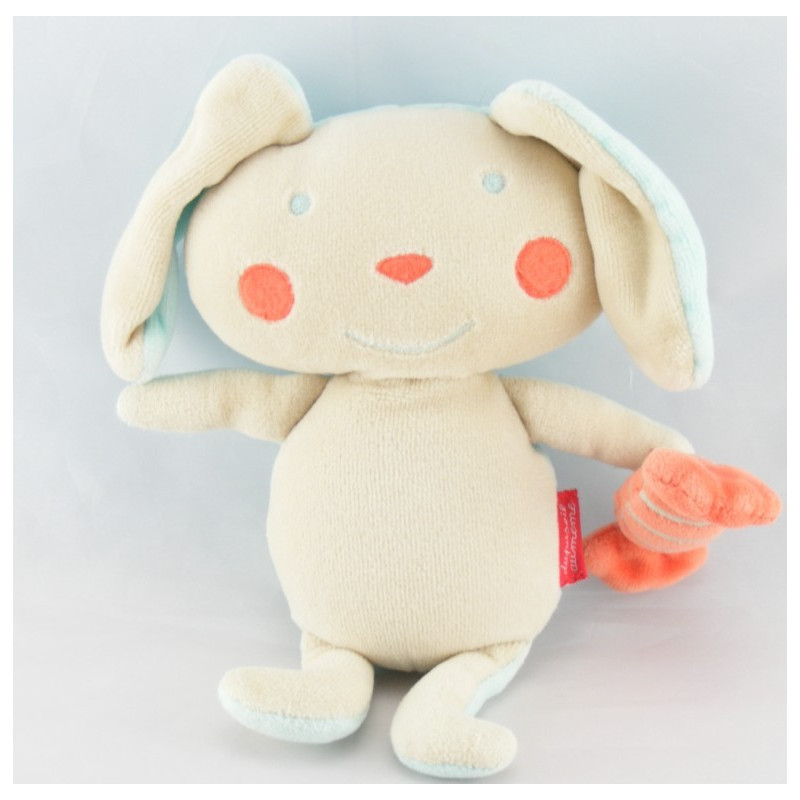 Doudou lapin rouge bleu carotte DPAM