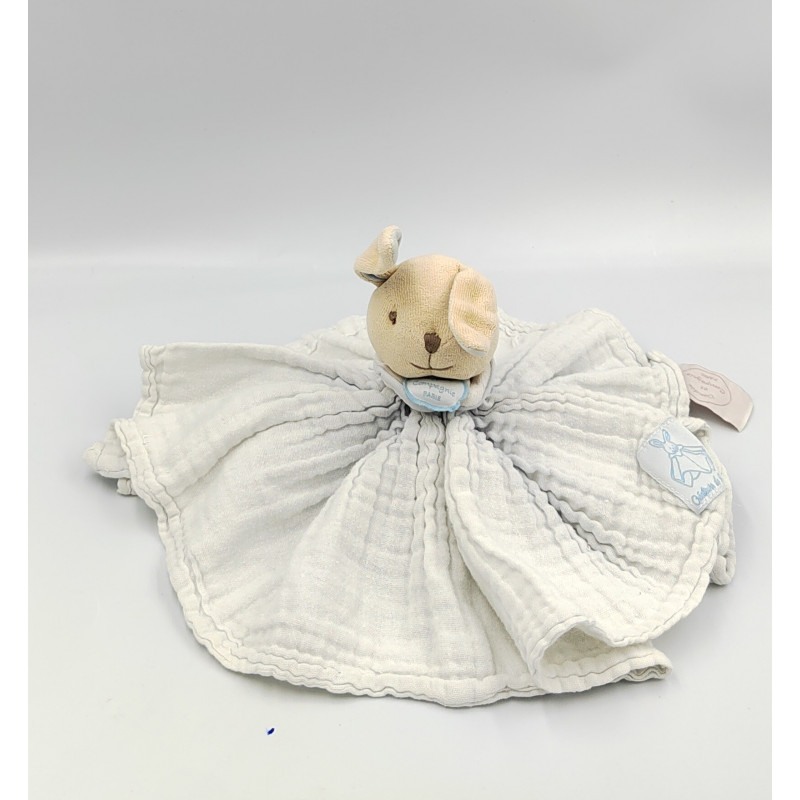 Doudou et compagnie plat lapin blanc bleu ciel lange Créateur de Rêves