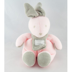Doudou lapin blanc rayé rose TARTINE ET CHOCOLAT