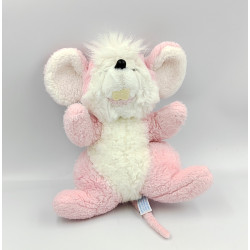 Doudou peluche souris rose blanche NOUNOURS