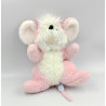 Doudou peluche souris rose blanche NOUNOURS