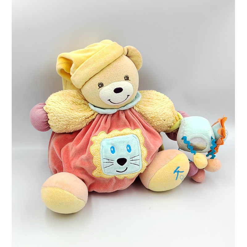 Doudou patapouf ours orange rouge bleu lion pop KALOO