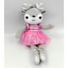 Doudou peluche cerf renne elan gris rose tutu RODA