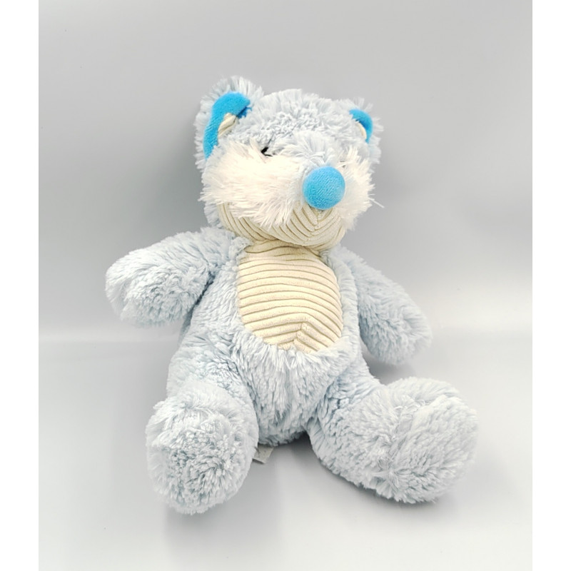 Doudou chat renard souris bleu blanc TOM & KIDDY TOMKIDS